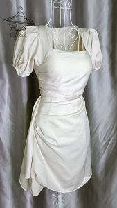 Đầm Váy Phi Lụa Bóng Sang Trọng 2 Màu Trắng Nude Và Nâu Dự Tiệc BY7119