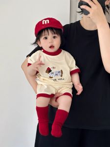 Korean Style Summer Baby Clothes Short Sleeve Shorts Home Clothes Set Two Pieces Cotton Polyester Blend Breathable Thin