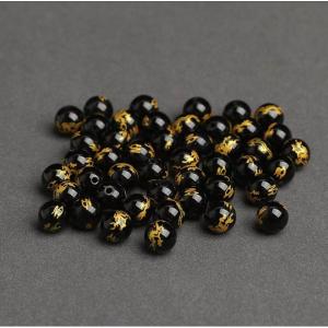 ลูกปัดมังกรสีดำธรรมชาติ ลูกปัดทรงกลม ลูกปัดตกแต่ง ลูกปัดรูปทรงอื่นๆ อุปกรณ์ทำเครื่องประดับ DIY
