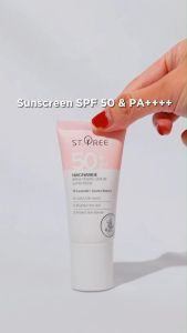 ST.TREE Niacinamide Serum Sunscreen SPF50 PA++++ Facial Hitam Mencerahkan Sunscreen Gel Sunblock Wajah Tahan Hingga 12H