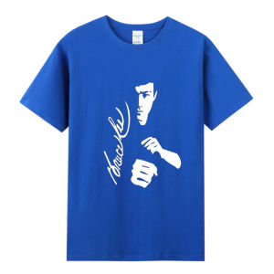 Áo Thun Cotton Nam Bruce Lee Kung Fu Spring Short Sleeve round Neck Street Style Summer Training Performance Martial Arts Club