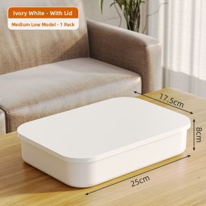 MEIZHUFU | Storage Box with Lid Kitchen Organizer Desk Storage Plastic Bin