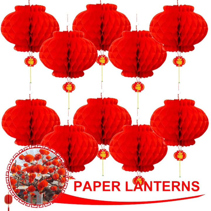 10/20/30cm Foldable Chinese New Year Honeycomb Red Lantern Hanging ...