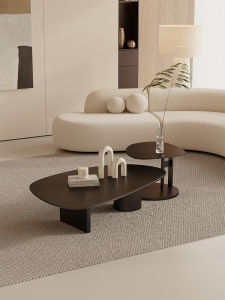 Italian Stone Plate Coffee Table Designer B & B Silent Style Model Room Minimalist Modern Living Room Home Black Tea Table