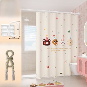 Magnetic Bathroom Shower Curtain Partition High-End Waterproof Mold-Proof No Drilling Required Shower Door Curtain