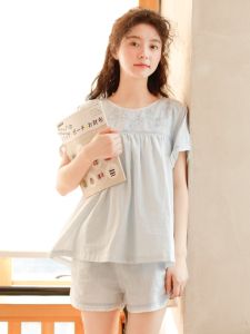 Pure Cotton Japanese-Style Sweet Short-Sleeved Shorts Womens Pajamas