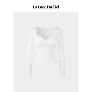 La lune Du ciel | Áo Blouse Tay Dài Cổ Vuông Gối Ren