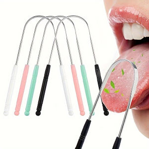 Tongue Scraper Stainless Steel Oral Tongue Cleaner Tongue Scraping Brush for Reducing Bad Breath Oral Hygiene Care Tools