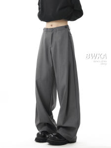 BWKA | Gray Drape Slimming Retro Chic Trousers