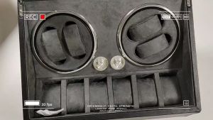 Automatic Watch Winders for Mens and Womens Watches with 4 Winding Positions and 6 Storage Case with Blue Interior BacklightAC Adapter