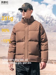 Enjeolon | 90% Goose Down Filling High Lofty Mens Winter Stand Collar Down Jacket