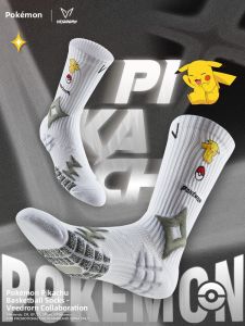 VEIDOORN Professional Basketball Socks Thickened Long Tube Running Sports Socks for Men Pokemon Collaborative Elite Style