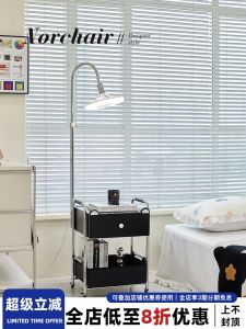 NORCHAIR Creamy Style Mobile Side Table Living Room Small Cart Coffee Table with Light Corner Table Side Desk Nordic Style