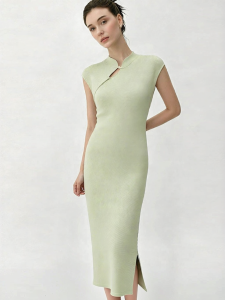 AMII | New Chinese Style Fitted Cap Sleeve Cheongsam Dress
