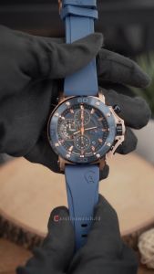 Jam Tangan Pria Alexandre Christie Chronograph AC 9205 MCRURBU Black Dial Blue Rubber Strap