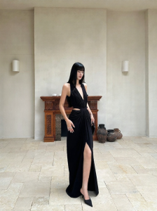 VENUIE | High Class High Slit Deep V-Neck Halter Backless Pencil Skirt Dress