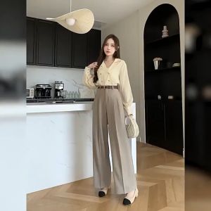 Quần suông ống rộng (CÓ BIGSIZE 40 - 80KG) vải tây cạp cao kiểu dáng quần suông ống rộng nữ Quần Suông -DTS- Mã 6340