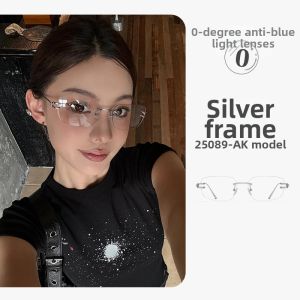 MALARK | Customizable Degree Frameless Glasses for Women Advanced Intelligent Feel Retro Style Titanium Anti-Blue Light