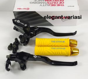 Master rem tabung tipe ovall + Handgrip THE STORM + Jalu stang cnc / Universal semua motor