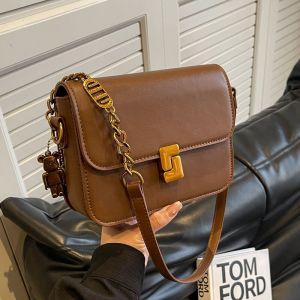 Elegant Small Womens Bag New 2024 Retro Quality Versatile Crossbody Shoulder Bag Casual Youth Satchel with Lid