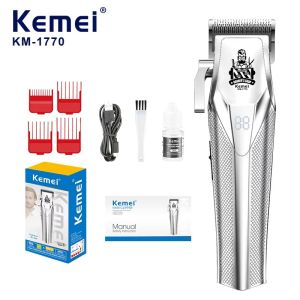 Kemei KM-1770 Professional Hair Clipper 7000 RPM Motor Powder Metallurgy Blade 2 Speed 8W Low Noise Hair Barbering Silver Trimmer