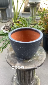 POT BUNGA GERABAH TANAH LIAT MOTIF SPRINKLE GRAY D22 T18 -  GERABAH SPRINKLE D22 GRAY