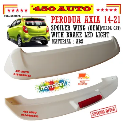 Perodua Axia OEM Spoiler (14-21) With Brake Light (LAMPU BELAKANG) & No Paint (TIADA CAT)
