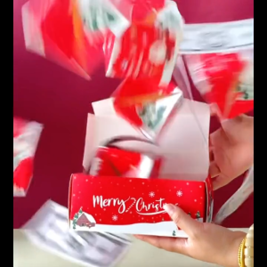 Christmas Party Surprise Explosion Gift Box with 5 Bouncing Pop Up Box Set Folding Money Box Novelty Toys For Family Xmas Party Decoration