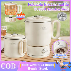 Stainless Steel Foldable Electric Kettle Reception Foldable Kettle Multi-Function Portable Travel Kettle 8-Min 600W Electric Water Kettle With Concealed Power Cord For Kitchen Business Trip Camping