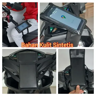 Holder hp motor anti air tas hp motor waterproof tempat di motor layar sentuh bahan kulit sintetis
