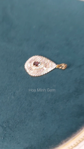Mặt dây chuyền chất liệu vàng hồng đính đá kiểu giọt nước có viên chủ đá màu đỏ size 20x30mm G125osmd Hoa Minh Gem