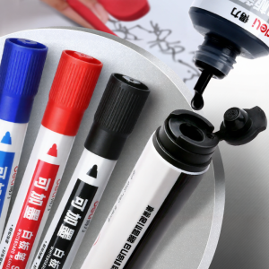 deli | Refillable Large Capacity Erasable Easy Writing & Erasing Thick Nib Whiteboard Pen