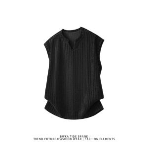 BWKA | Fishbone Pattern V-neck Loose Fit Casual Sport Sleeveless Vest