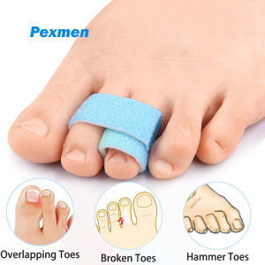Pexmen 1/2/5Pcs Hammer Toe Corrector Reusable Fabric Buddy Wraps for Broken Toes Cushioned Toe Splint for Protection & Recovery
