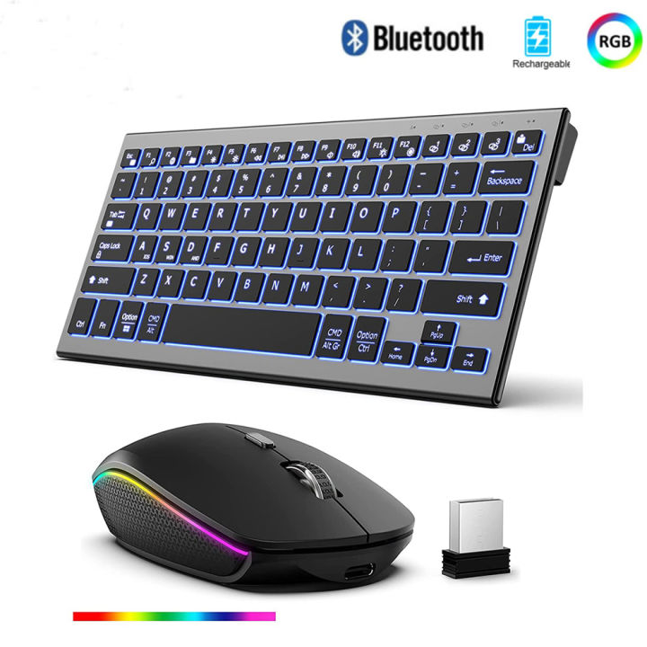 Wireless Backlit Keyboard and Mouse Combo Bluetooth 2.4G USB