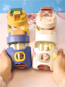 Heat Resistant Glass Coffee Cup Ladies Fashionable Portable Double Sided Straw Anti Scalding High Aesthetic Value round Shape Macaron Color