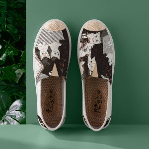 Beijing Ladies Canvas Shoes Soft Bottom Flat Fisherman Style Spring Summer Fashionable Mom Slip-On Traditional Cloth Footwear