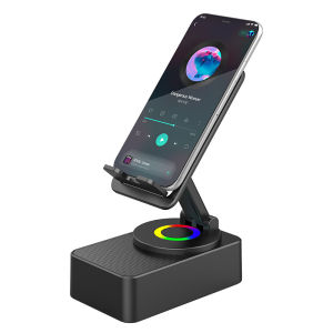 Three-in-One Mobile Phone Stand Bluetooth Speaker Foldable Colorful Light Desktop Multi-functional Sound System Wireless Connection