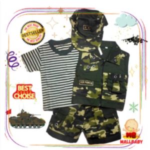 Baju Tentara Anak Bayi Laki Setelan Anak Cowok Profesi ABRI TNI Loreng Cool Army