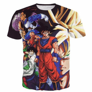 Bandai | Japanese Anime Dragon Ball Z All Characters 3D Quick Dry T-Shirt For Men Women Kids Summer Sports Anime Tee Streetwear