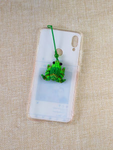 Handwoven Colorful Frog Attracting Wealth Mobile Phone Keychain Ornament Materials Green Red Yellow DIY Fashion Accessories