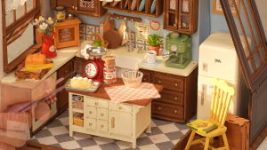 Robotime Rolife Baking Kitchen DIY Wooden Miniature Dollhouse (DG172) 3D Puzzles Wooden Crafts Kits