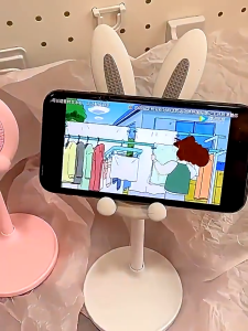 Cute Bunny Phone Holder Foldable Adjustable Angle Desktop Stand for IPhone IPad Tablet 小兔子手机架