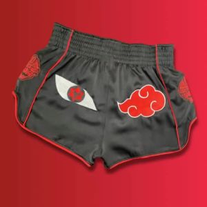 Bandai | Quần Short Thể Thao MMA Nam Màu Đen Họa Tiết Sharingan 3D Hoạt Hình Nhanh Khô Kiểu Dáng Rộng Họa Tiết Lồng Tám Cạnh Mặc Thường Ngày Chất Liệu Polyester Dệt Kim