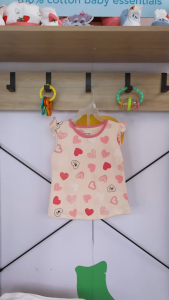 Cotton Stuff Ruffle Blouse & Ruffle Shorts Set Hugs & Kisses - Girl | Soft 100% Cotton Baby Clothes | Peach | 2-5 Years
