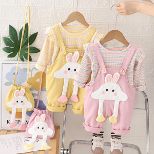 Baby Clothes Spring and Autumn Girl Western Style Suit Little Girl Suspenders Two-piece Set 1 1 2 Years Old Baby Autumn Clothing