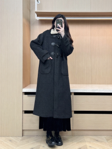 Áo Khoác Cổ Lông Cừu Đỏ Vintage Nút Sừng cho Size Plus Nhẹ