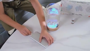 DESGEO MOMOYOO Magic Fish Tank 1L / Mini  Nordic Glass + Wood Base 1-Touch LED Safe USB Power Eco Desktop