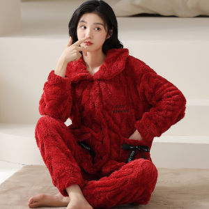 MiiOW | Đồ Ngủ Đôi Coral Fleece Màu Đỏ cho Ngày Cưới