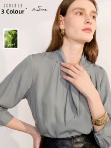 3COLOUR·S | Collarless Pullover Blouse Lyocell
